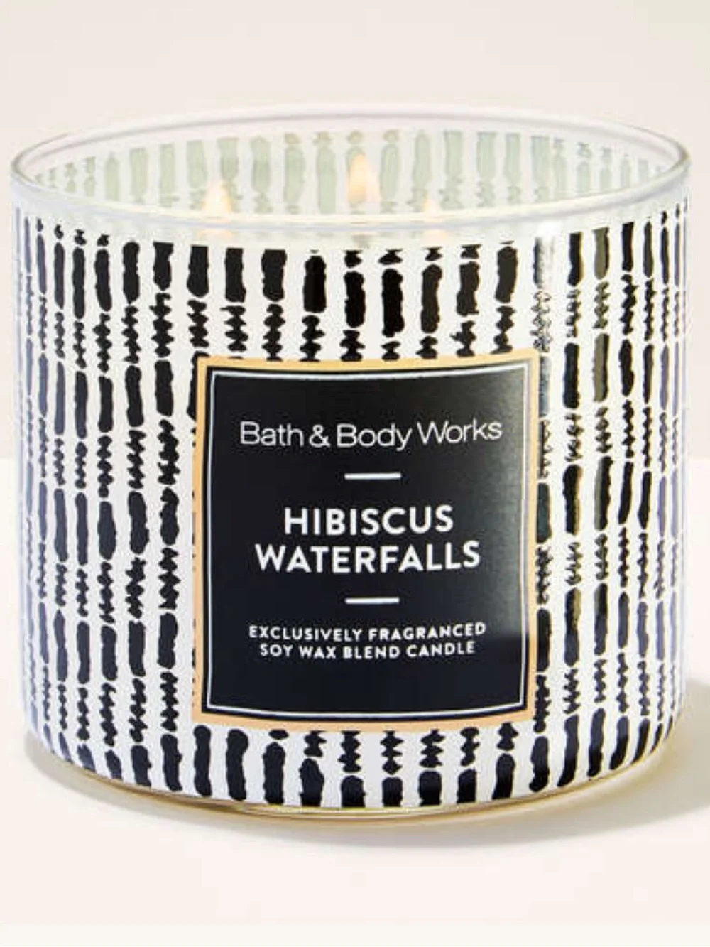 Bath & Body Works Hibiscus Waterfalls 3-Wick Candle - Black & White Pattern